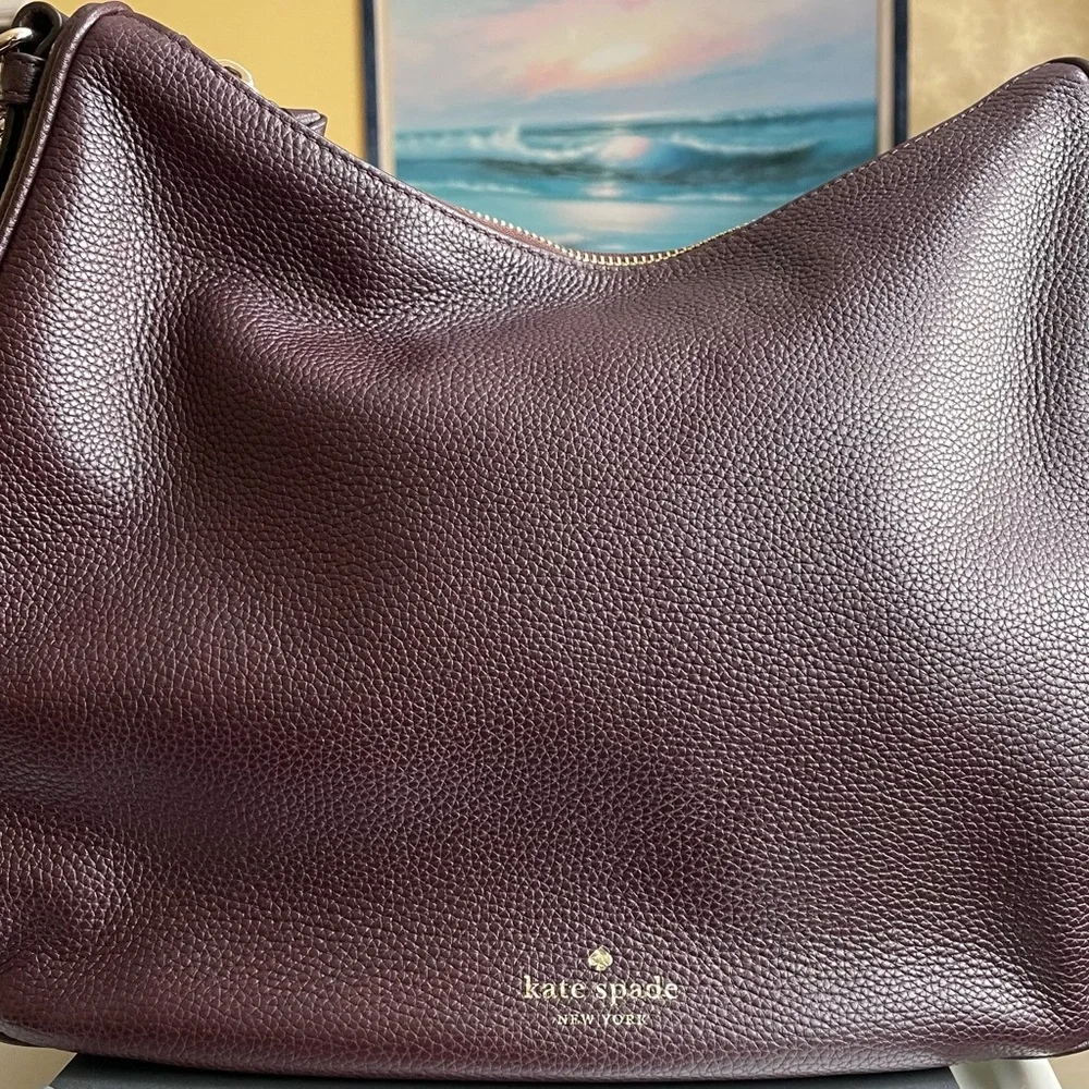 Kate Spade Mulberry Street Vivian Shoulder Bag Leather Blackberry Preserves - Picture 2 of 10